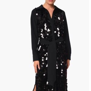 CIEBON BRAND Serena Sequin Long Sleeve Midi Shirtdress
